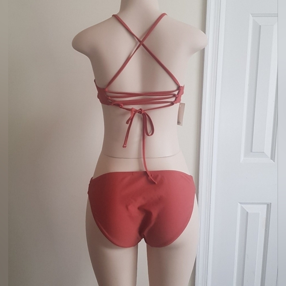 Rust Crochet High-Neck Bikini Set - Size Large - Picture 6 of 8